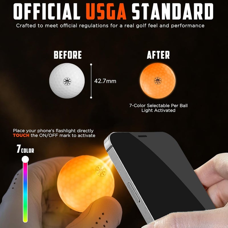 DURARANGE Glow in The Dark Golf Balls - Ultra Bright LED Golf Balls for Night Golf - Novelty Night Golf Gift for Men and Women | Backyard Practice Putting Green - Image 2